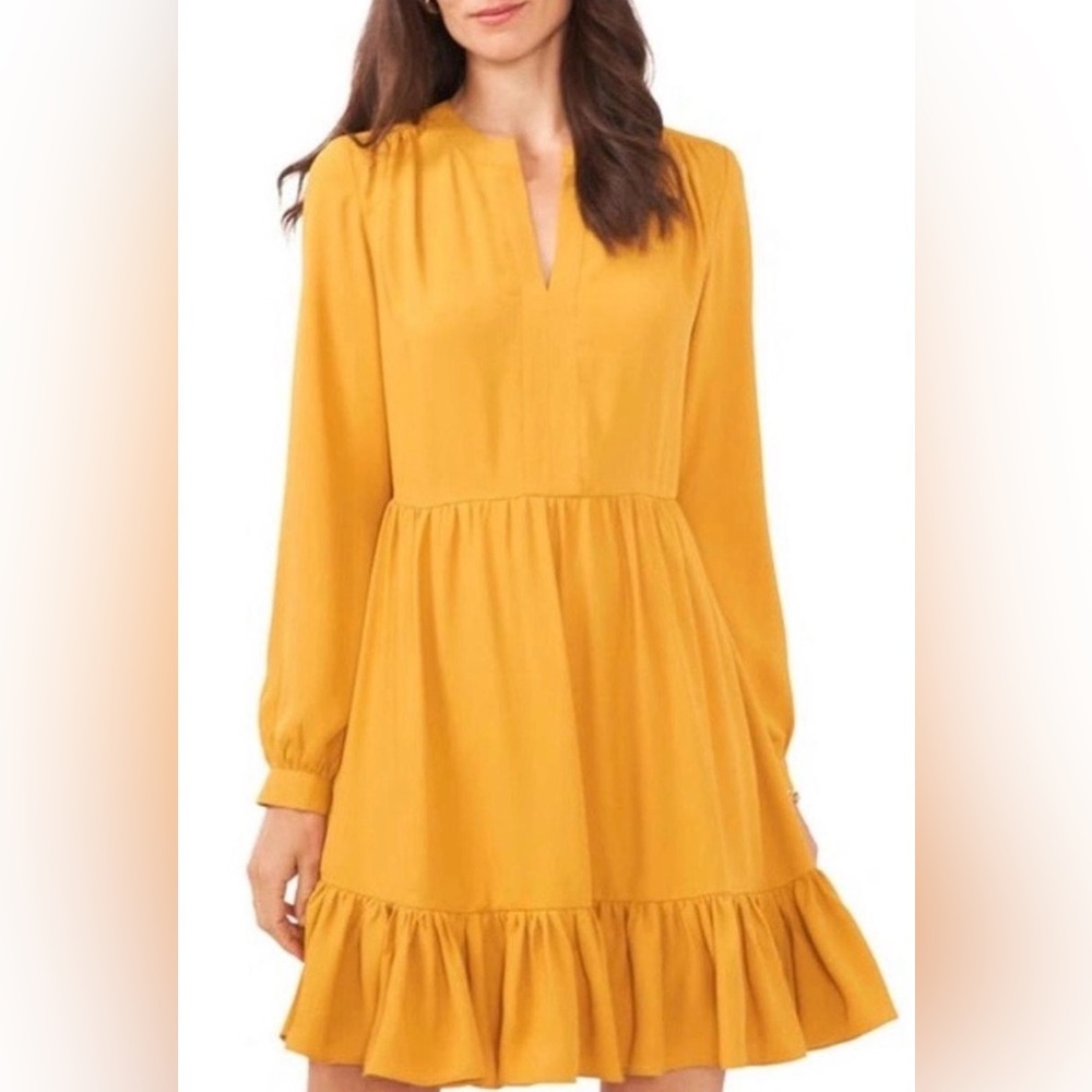 Vince Camuto Ruffled Hem Long Sleeve Dress medium NWT